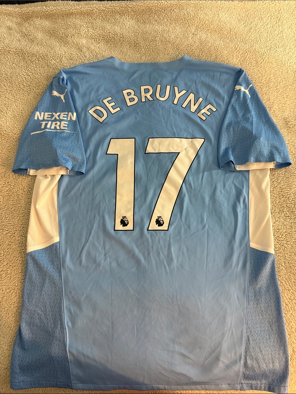 Manchester City #17 Kevin De Bruyne 2021-22 Puma Premier League Home Jersey